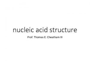 nucleic acid structure Prof Thomas E Cheatham III