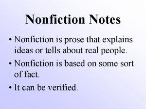What is nonfiction prose