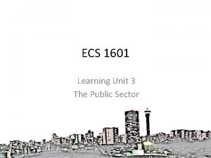 ECS 1601 Learning Unit 3 The Public Sector