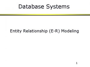 Database Systems Entity Relationship ER Modeling 1 Learning