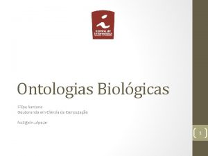 Ontologias Biolgicas Filipe Santana Doutorando em Cincia da