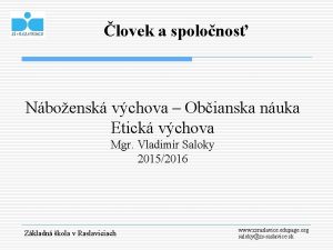 lovek a spolonos Nboensk vchova Obianska nuka Etick