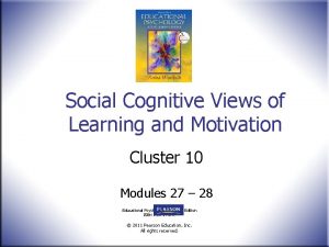 Social Cognitive Views of Learning and Motivation Cluster