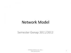 Network Model Semester Genap 20112012 DR Rahma Fitriani