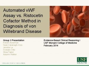 Automated v WF Assay vs Ristocetin Cofactor Method