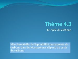 Thme 4 3 Le cycle du carbone Ide