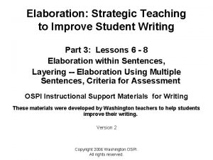 Elaboration Strategic Teaching to Improve Student Writing Part