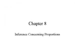 Chapter 8 Inference Concerning Proportions Inference for a
