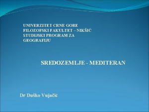 UNIVERZITET CRNE GORE FILOZOFSKI FAKULTET NIKI STUDIJSKI PROGRAM