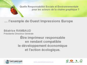 Quelle Responsabilit Sociale et Environnementale pour les acteurs