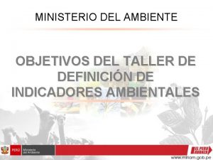 MINISTERIO DEL AMBIENTE OBJETIVOS DEL TALLER DE DEFINICIN
