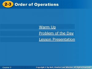 2 3 Order of Operations Warm Up Problem