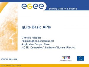 Enabling Grids for Escienc E g Lite Basic