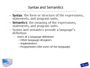 Syntax vs semantics