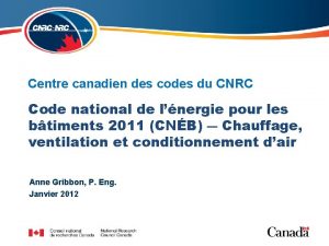 Centre canadien des codes du CNRC Code national