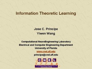 Information Theoretic Learning Jose C Principe Yiwen Wang