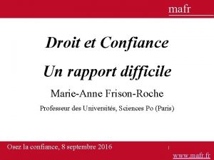 mafr Droit et Confiance Un rapport difficile MarieAnne