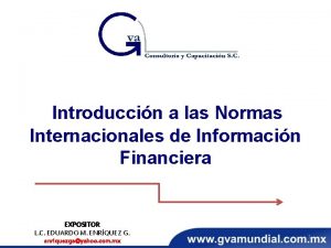 Introduccin a las Normas Internacionales de Informacin Financiera