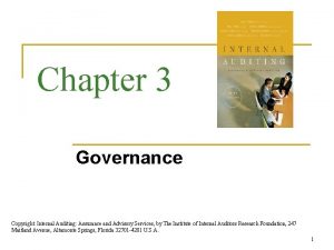 Chapter 3 Governance Copyright Internal Auditing Assurance and