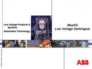 Low Voltage Products Systems ABB Automation Technologies Automation