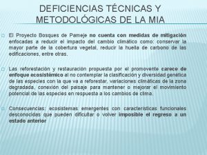 DEFICIENCIAS TCNICAS Y METODOLGICAS DE LA MIA El