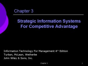 Chapter 3 Strategic Information Systems For Competitive Advantage