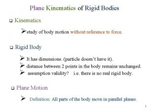 Plane Kinematics of Rigid Bodies q Kinematics study