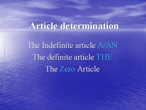 Article on determination