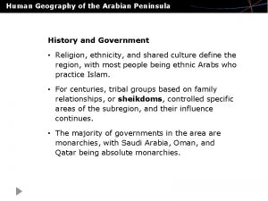 Human Geography of the Arabian Peninsula History and