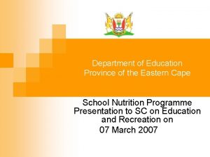 Department of Education Province of the Eastern Cape