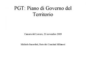 PGT Piano di Governo del Territorio Camera del