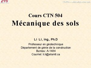 CTN 504 Mcanique des sols Cours CTN 504