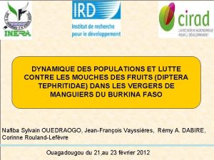 DYNAMIQUE DES POPULATIONS ET LUTTE CONTRE LES MOUCHES