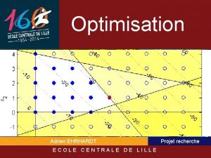 Optimisation Adrien EHRHARDT ECOLE CENTRALE DE LILLE Projet