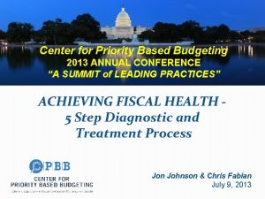 Center for Priority Based Budgeting 2013 ANNUAL CONFERENCE