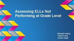 Assessing ELLs Not Performing at Grade Level Mariyah