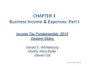 CHAPTER 3 Business Income Expenses Part I Income