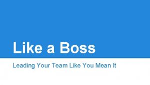 Like a Boss Leading Your Team Like You