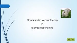 Genomische verwantschap in fokwaardeschatting Genomische verwantschap en fokwaardeschatting