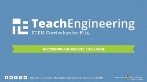 BACTERIOPHAGE BUILDER CHALLENGE Bacteriophage Builder Do First Think