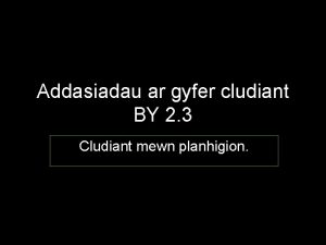 Addasiadau ar gyfer cludiant BY 2 3 Cludiant