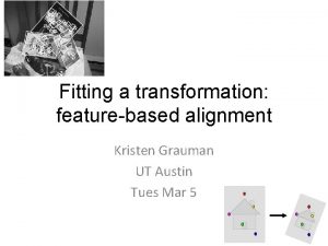 Fitting a transformation featurebased alignment Kristen Grauman UT