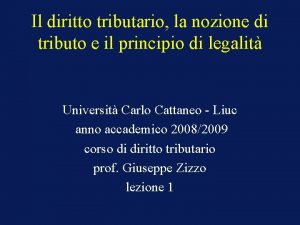 Il diritto tributario la nozione di tributo e