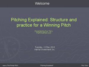 Welcome Pitching Explained Structure and practice for a