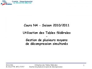 Cours N 4 Saison 20102011 Utilisation des Tables