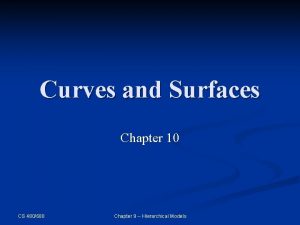 Curves and Surfaces Chapter 10 CS 480680 Chapter