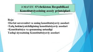 Davlat suverenitetini asosiy printsiplari