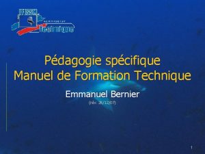 Pdagogie spcifique Manuel de Formation Technique Emmanuel Bernier