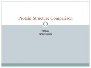 Protein Structure Comparison ECS 129 Patrice Koehl Protein