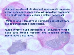 La ricerca sulle cellule staminali rappresenta un passo